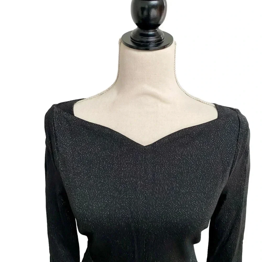 Kate Spade Sparkle Ponte Black Fit Flare Cocktail Dress Size 0
